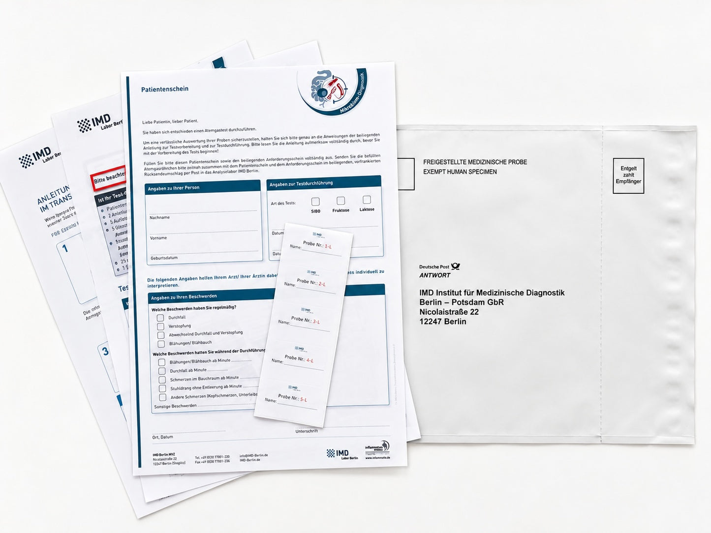 3er Set IMD Atemtests: SIBO, Fruktose, Laktose - NUR MIT ANFORDERUNGSSCHEINEN BESTELLBAR